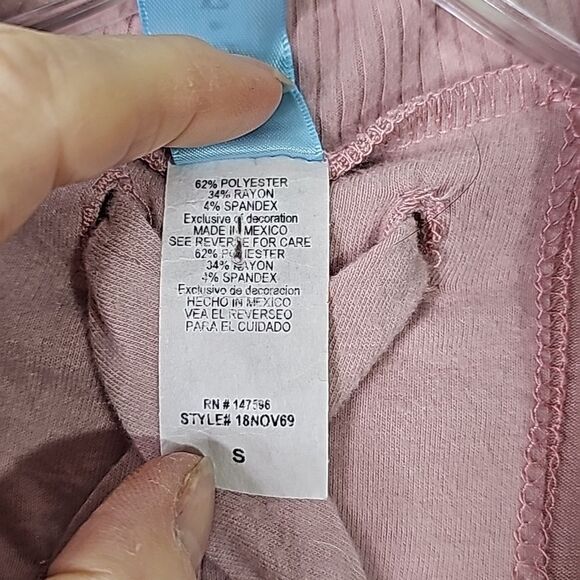 Cardigan Open Style Pink Braided Back 3/4 Sleeves Front Pockets Size Small - Picture 4 of 4